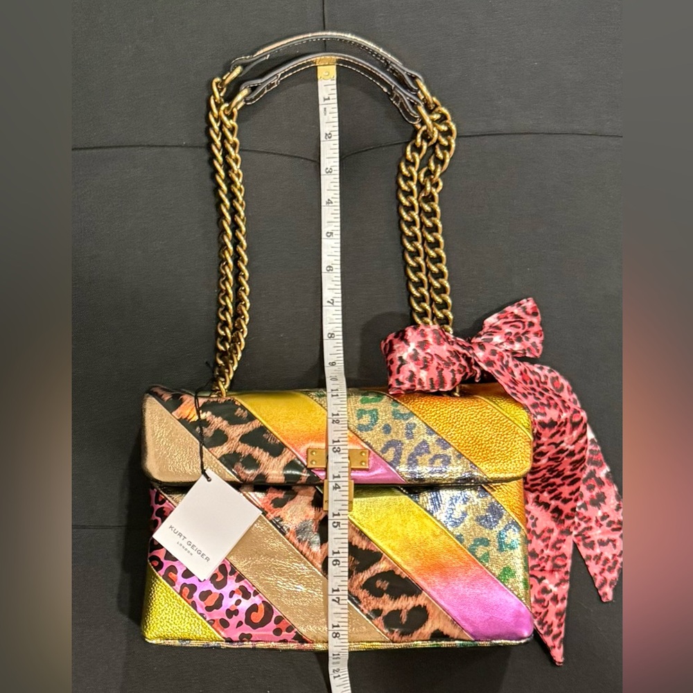 🔒💖 SOLD - Kurt Geiger Brixton Lock Leopard Patchwork Leather Convertible Bag - Picture 15 of 17